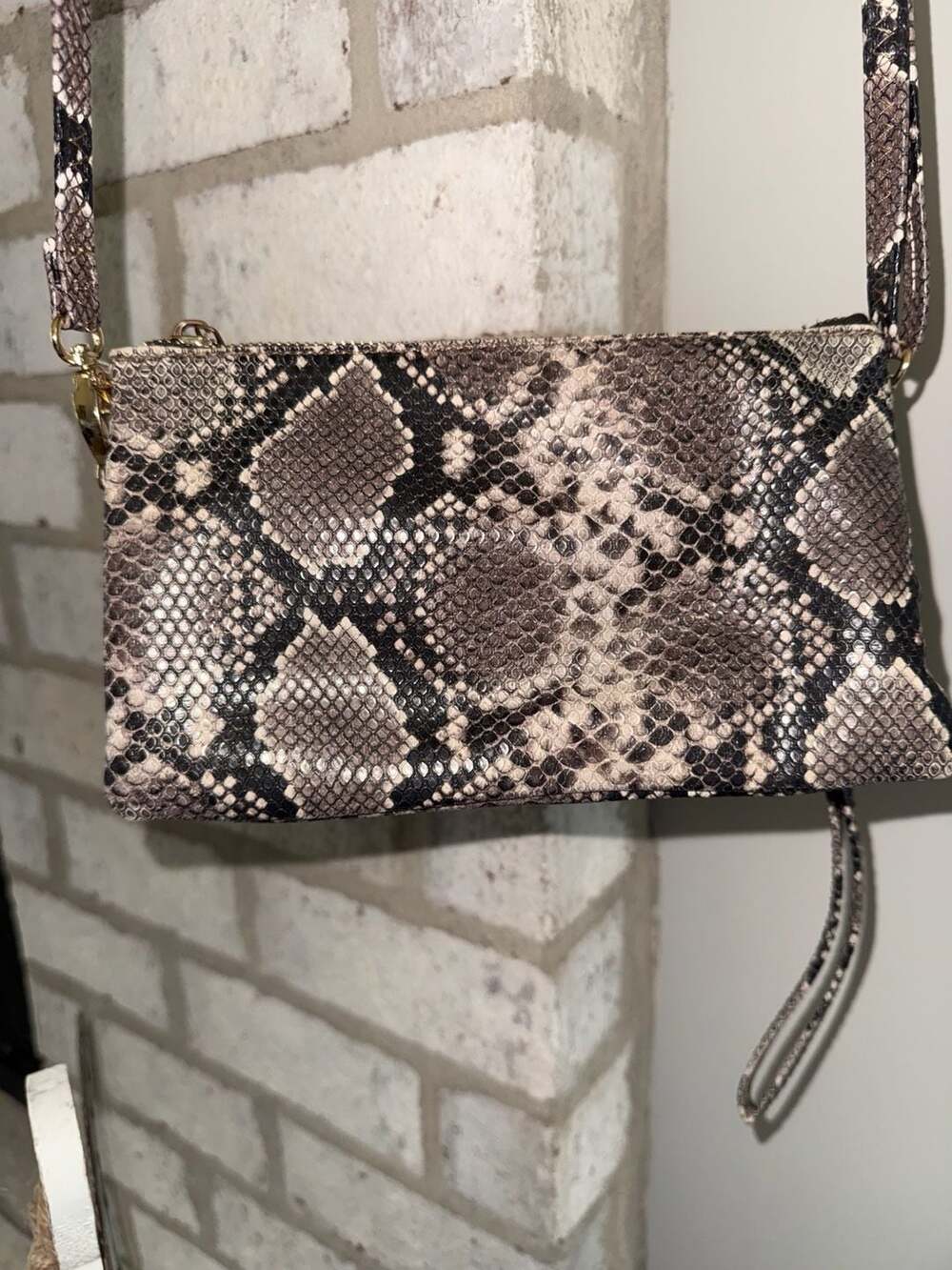 Boutique Snakeskin Print Crossbody Handbag